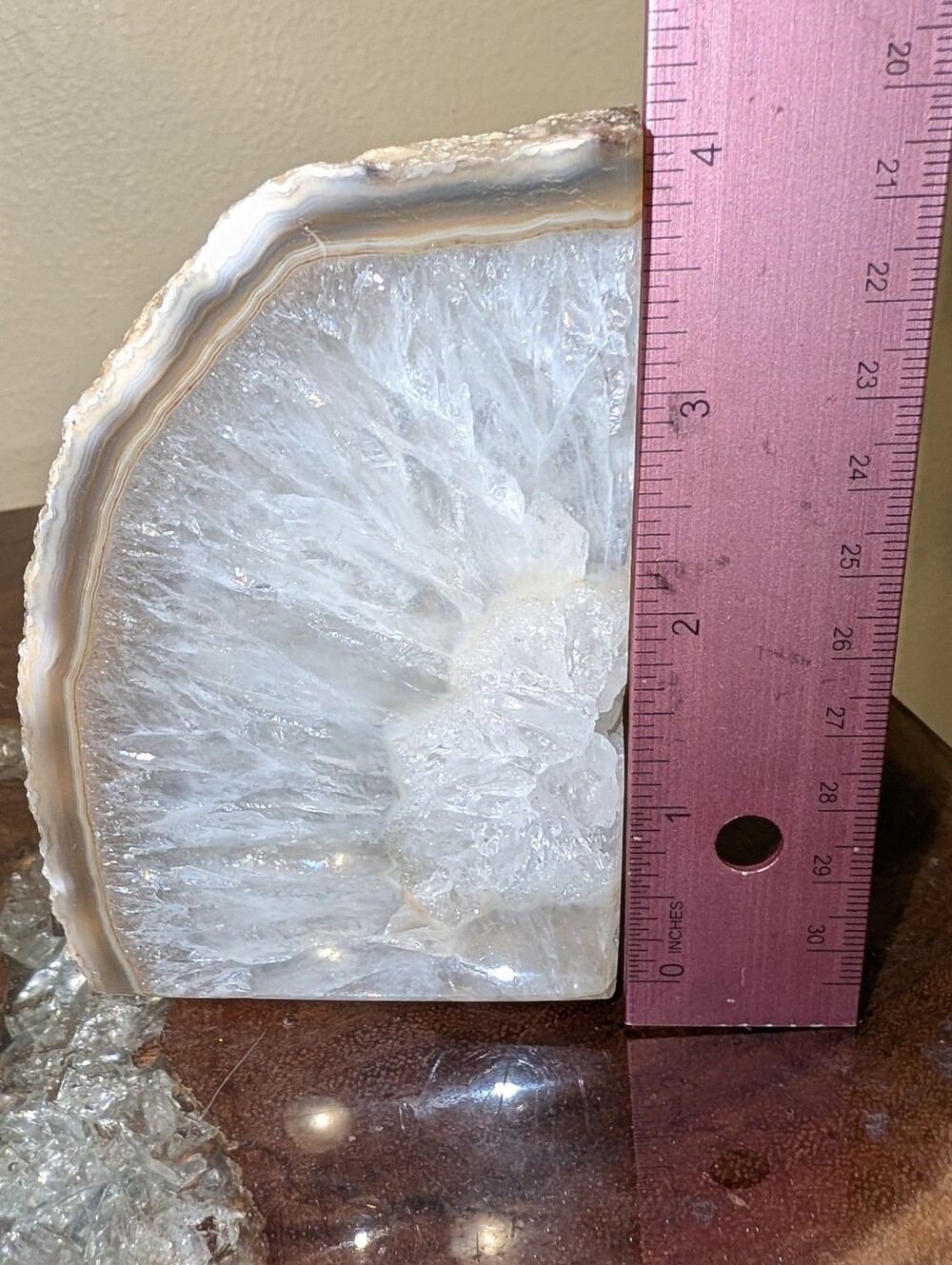 Agate Geode Polished Sections 3pc Set in Natural Shades of Greys & Golds - Picture 12 of 13